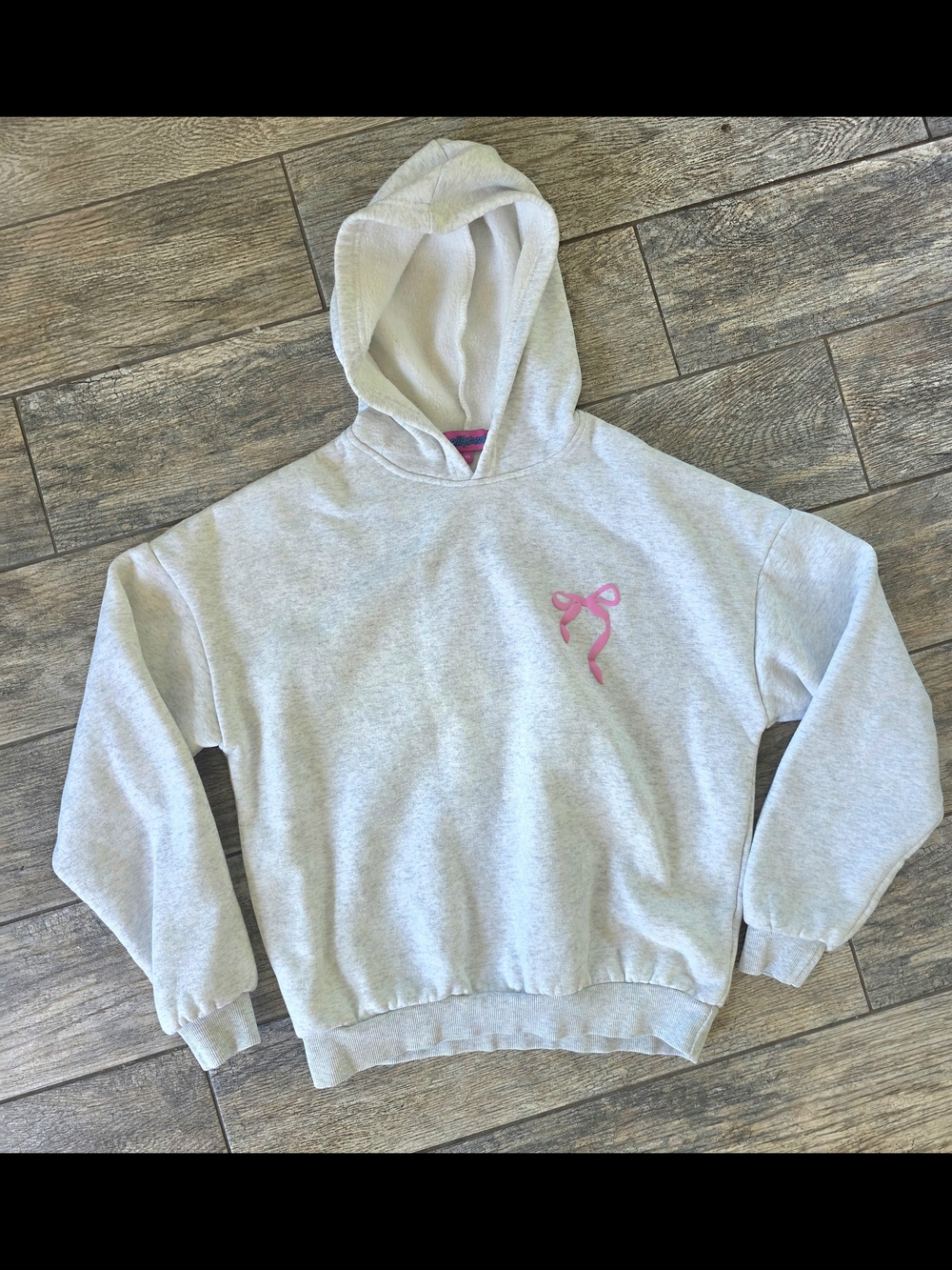 Edikted Gray Pink Bow Hoodie Sz XS